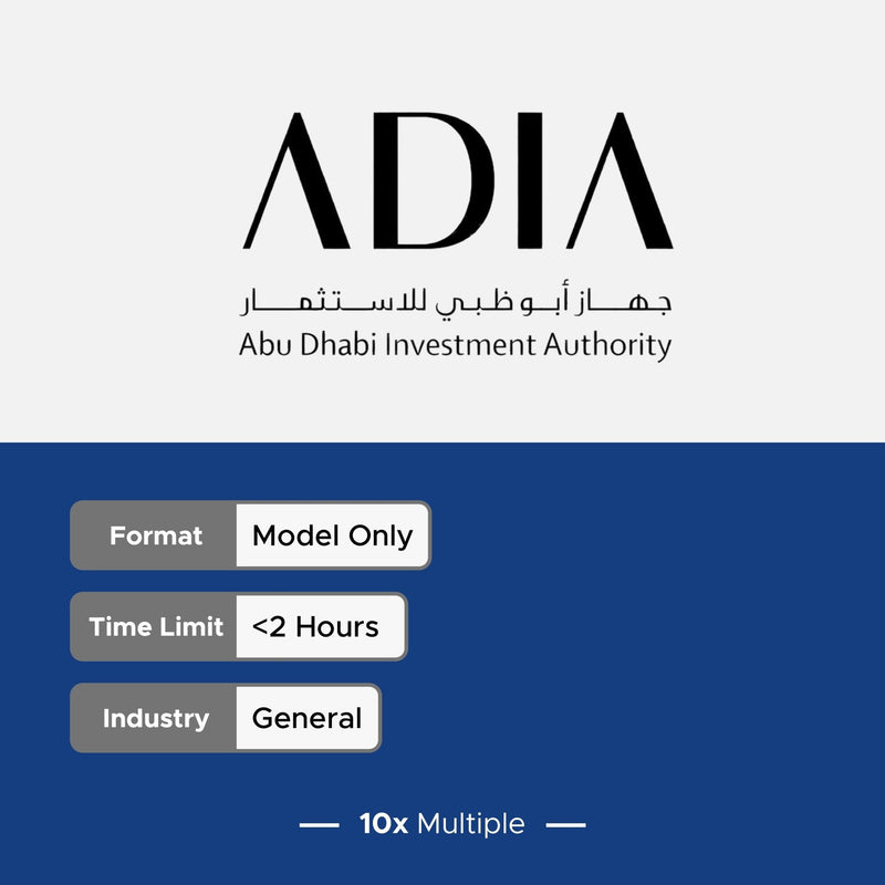 Private Equity Interview Questions PE Practice Mega Fund Abu Dhabi Investment Authority (ADIA) Interview - 10x Multiple