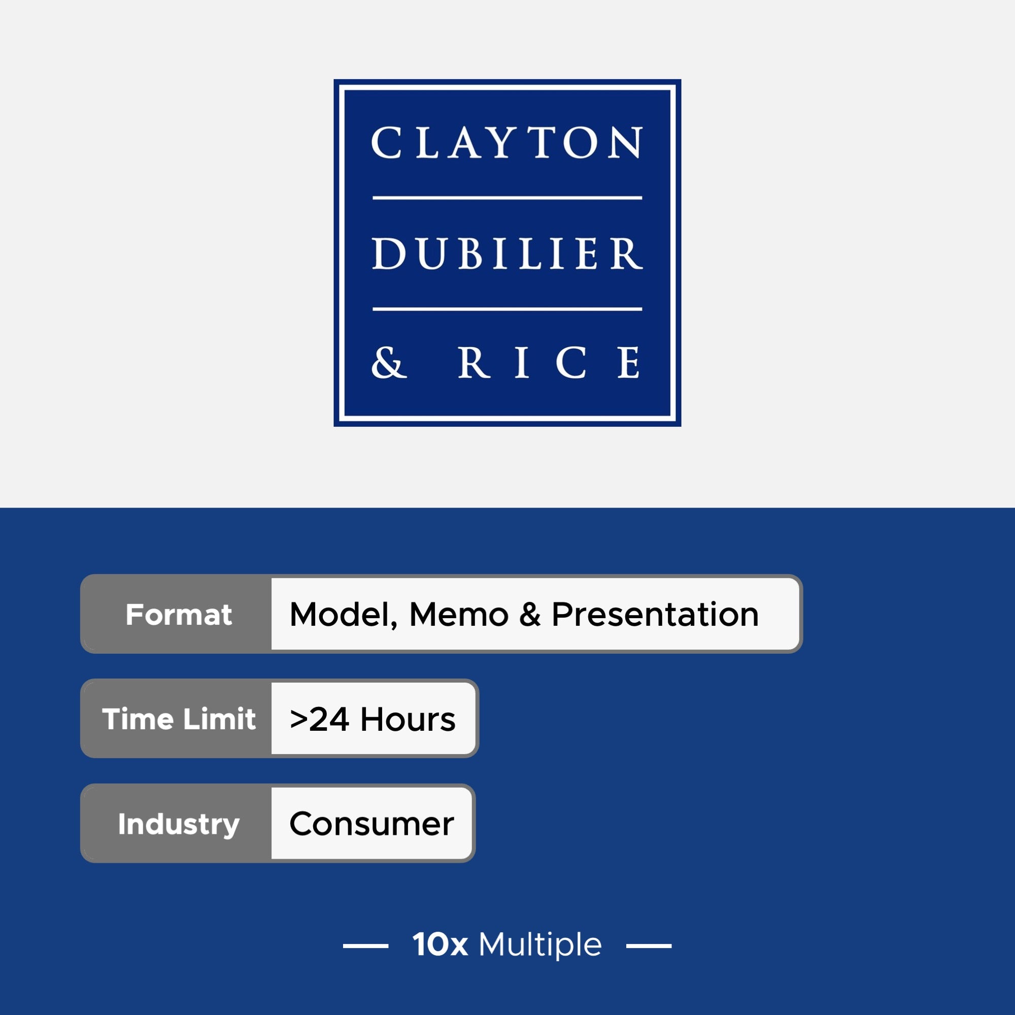 Private Equity Interview Questions PE Practice Mega Fund Clayton, Dubilier & Rice (CD&R) Interview - 10x Multiple