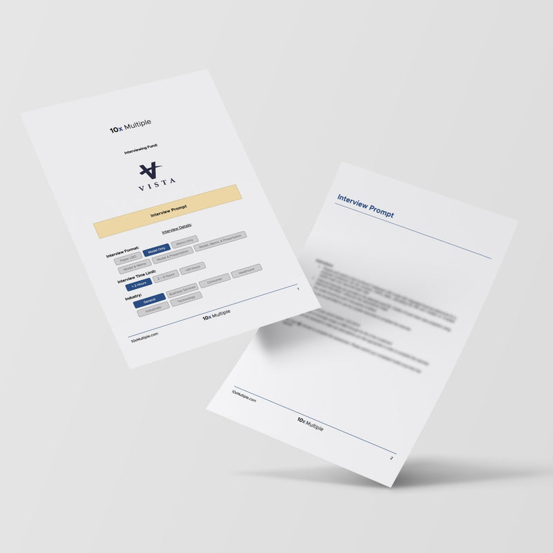 Private Equity Interview Questions PE Practice Mega Fund Vista Equity Partners Interview - 10x Multiple